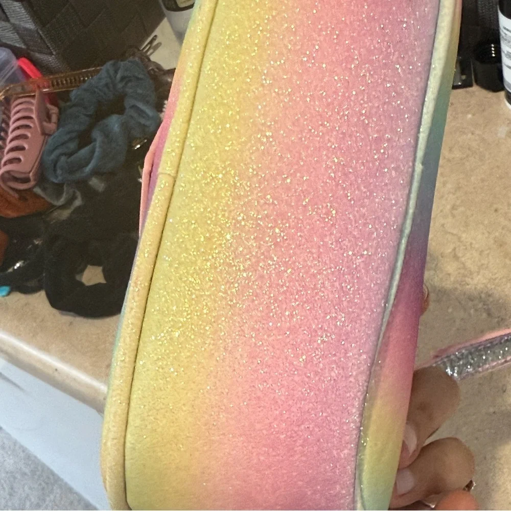 New Mipasties Heart Rainbow Glitter Crossbody Purse | Kids Mini Bag